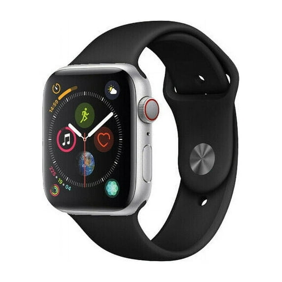 Pre-Owned Apple Watch Series 4 GPS + Cellular 44 mm Silver Aluminium Black Sport Band