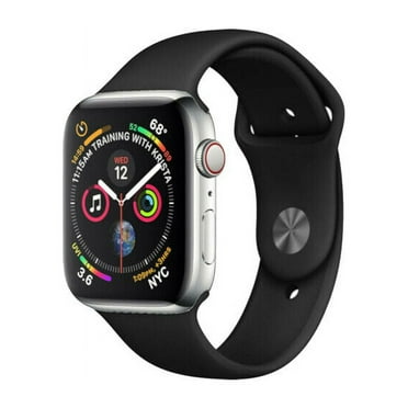 Pre-Owned Apple Watch Series 4 GPS   Cellular 44 mm Silver Stainless Steel Black Sport Band