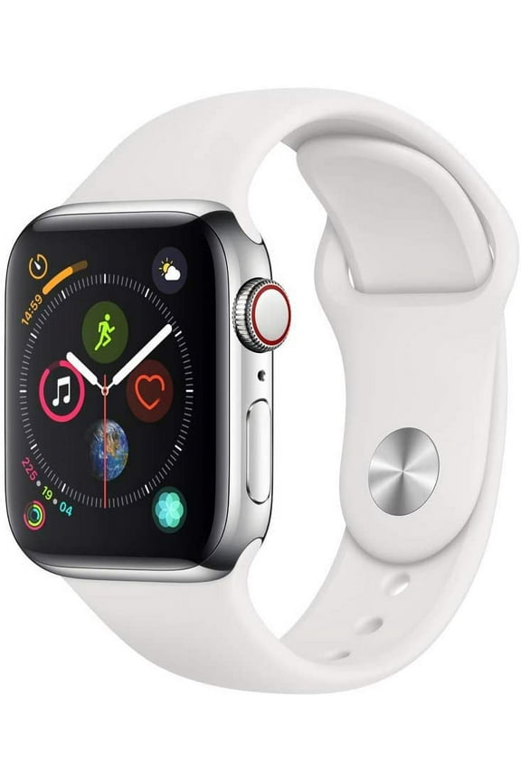 Pre-Owned Apple Watch Series 4 GPS+LTE w/ 40MM Stainless Steel Case & White Sport Band