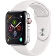 thumbnail image 1 of Restored Apple Watch Series 4 GPS+LTE w/ 44MM Stainless Steel Case & White Sport Band (Refurbished), 1 of 3