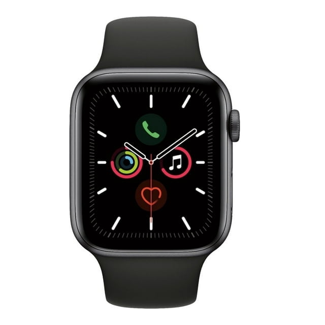 Pre-Owned Apple Watch Series 5 44mm GPS + Cellular Unlocked - Space Gray Aluminum Case - Black Sport Band (2019) - Fair