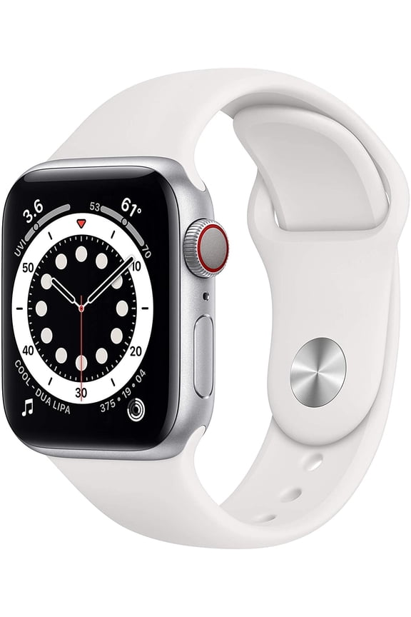 Pre-Owned Apple Watch Series 6 40mm (GPS + Cellular) Aluminum Case, 18 Hour Battery Life, 1 Pound, Silver