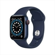Restored Apple Watch Series 6 GPS + Cellular, 40mm Blue Aluminum Case with Deep Navy Sport Band - Regular
