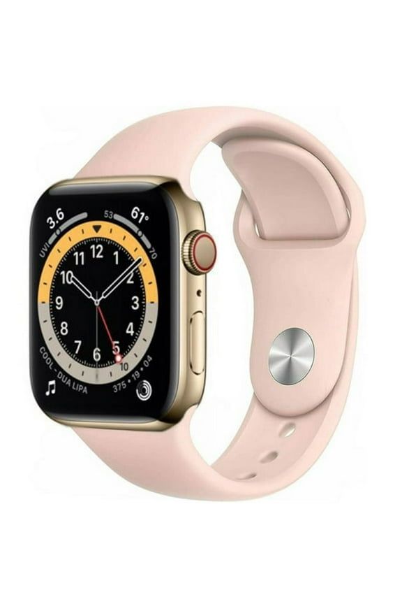 Pre-Owned Apple Watch Series 6 40mm GPS + Cellular Unlocked - Gold Stainless Steel Case - Pink Sport Band (2020)