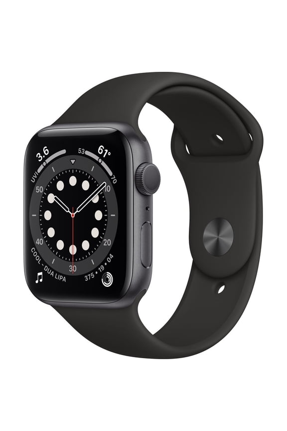 Pre-Owned Apple Watch Series 6 44mm GPS + Cellular - Space Gray Aluminum Case - Black Sport Band