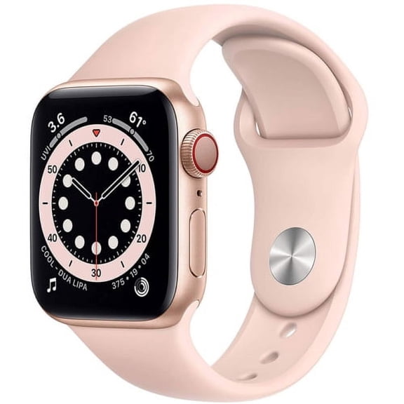 Pre-Owned Apple Watch Series 6 44mm GPS + Cellular Unlocked - Gold Aluminum Case - Pink Sport Band (2020) - Fair