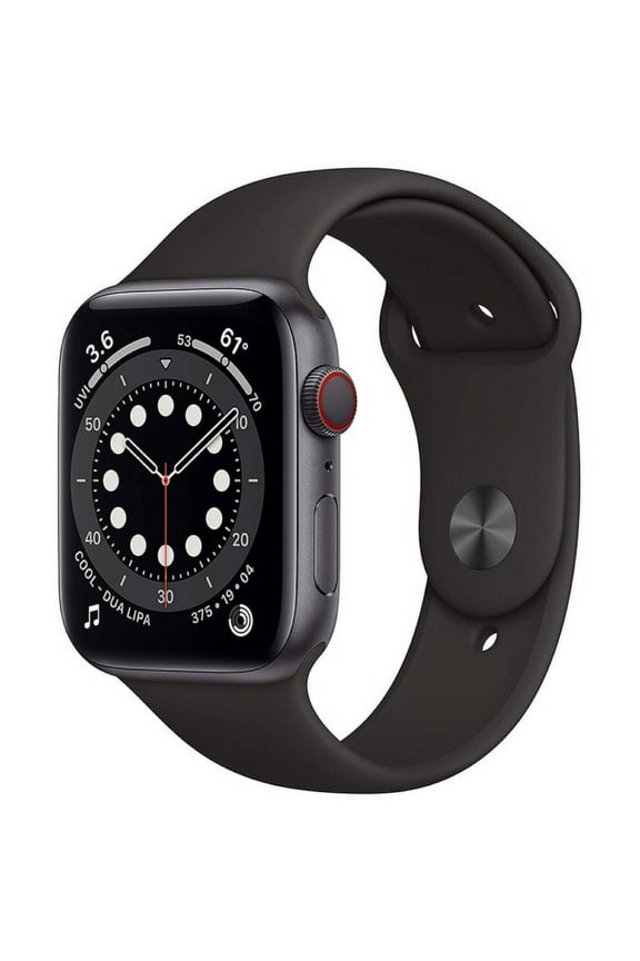 Pre-Owned Apple Watch Series 6 44mm GPS + Cellular Unlocked - Space Gray Aluminum Case - Black Sport Band (2020)