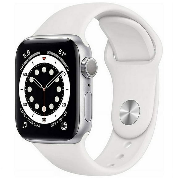 Restored Apple Watch Series 6 44mm GPS - Silver Aluminum Case - White Sport Band (Refurbished)