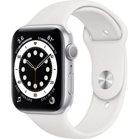 (Open Box) Apple Watch Series 6 44mm GPS, Silver Aluminum case - White Sport Band