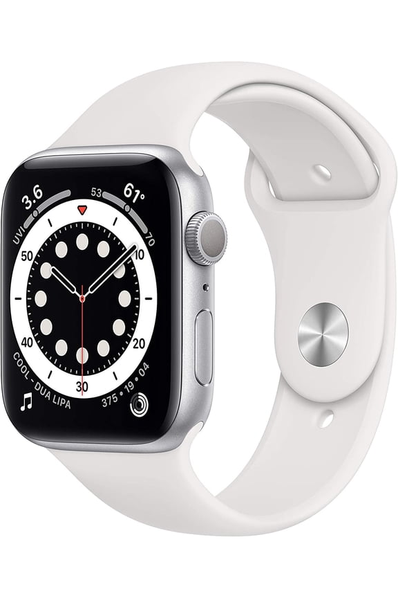 Pre-Owned Apple Watch Series 6 (GPS, 44mm) Silver Aluminum Case with White Sport Band (Good)