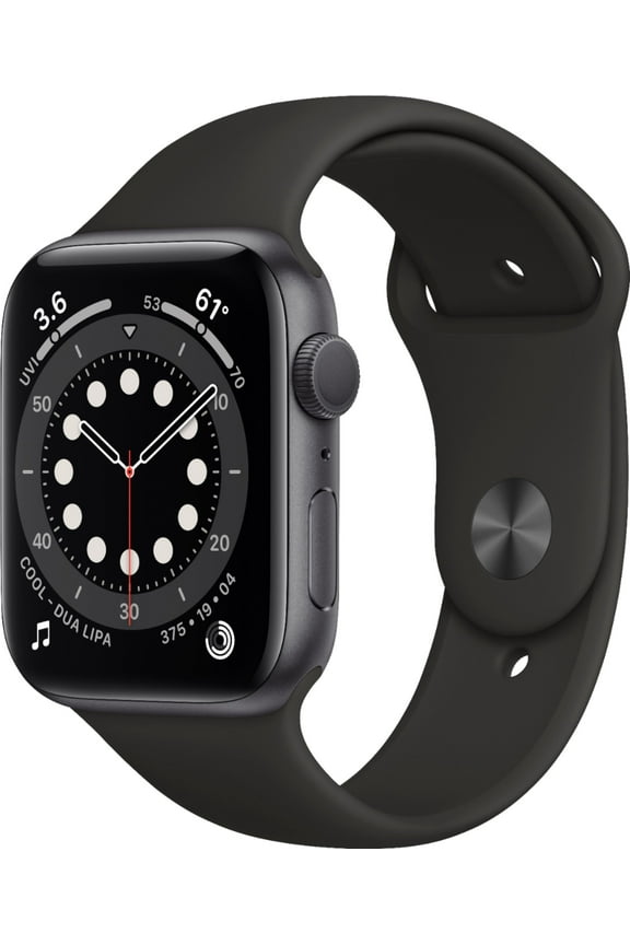 Pre-Owned Apple Watch Series 6 (GPS) 44mm Space Gray Aluminum Case with Black Sport Band - M00H3LL/A