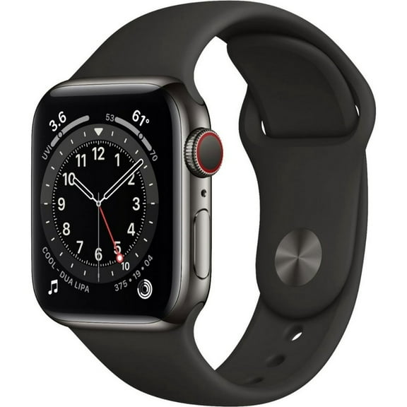 Pre-Owned Apple Watch Series 6 (GPS   LTE) 40mm Graphite Stainless Steel Case & Black Sport Band ( Fair)