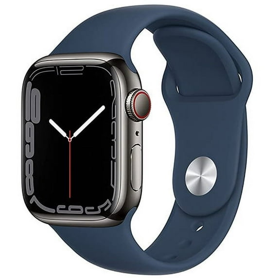 Restored Apple Watch Series 7 45mm GPS   Cellular Unlocked - Graphite Stainless Steel Case - Blue Sport Band (2021) (Refurbished)