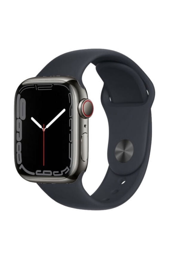 Pre-Owned Apple Watch Series 7 GPS + Cellular 41mm Graphite Stainless Steel Black Sport Band ( )