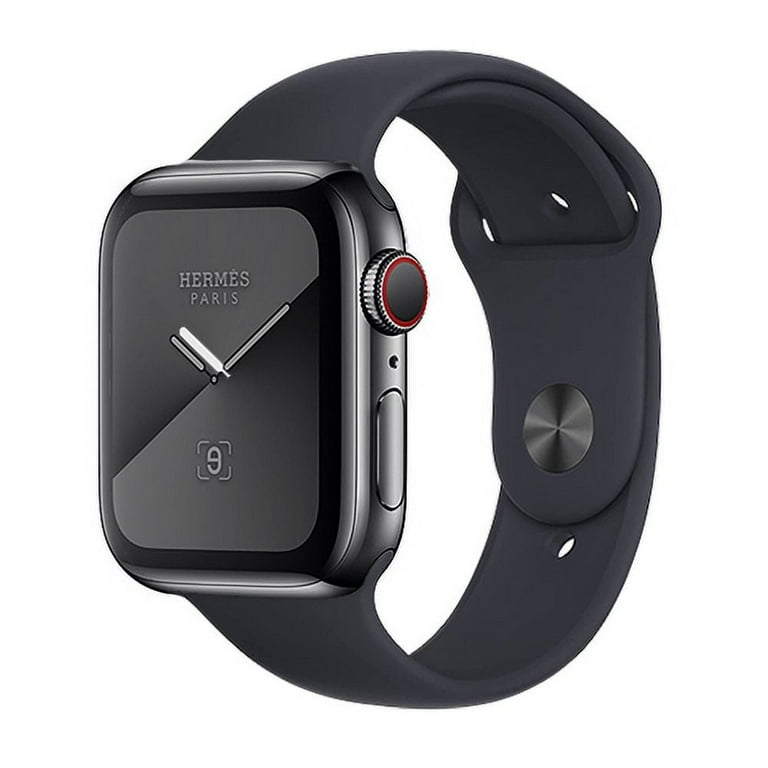 Pre Owned Apple Watch Series 7 Herm s Edition 41mm GPS Cellular Unlocked Space Black Stainless Steel Case Black Sport Band 2021 Walmart