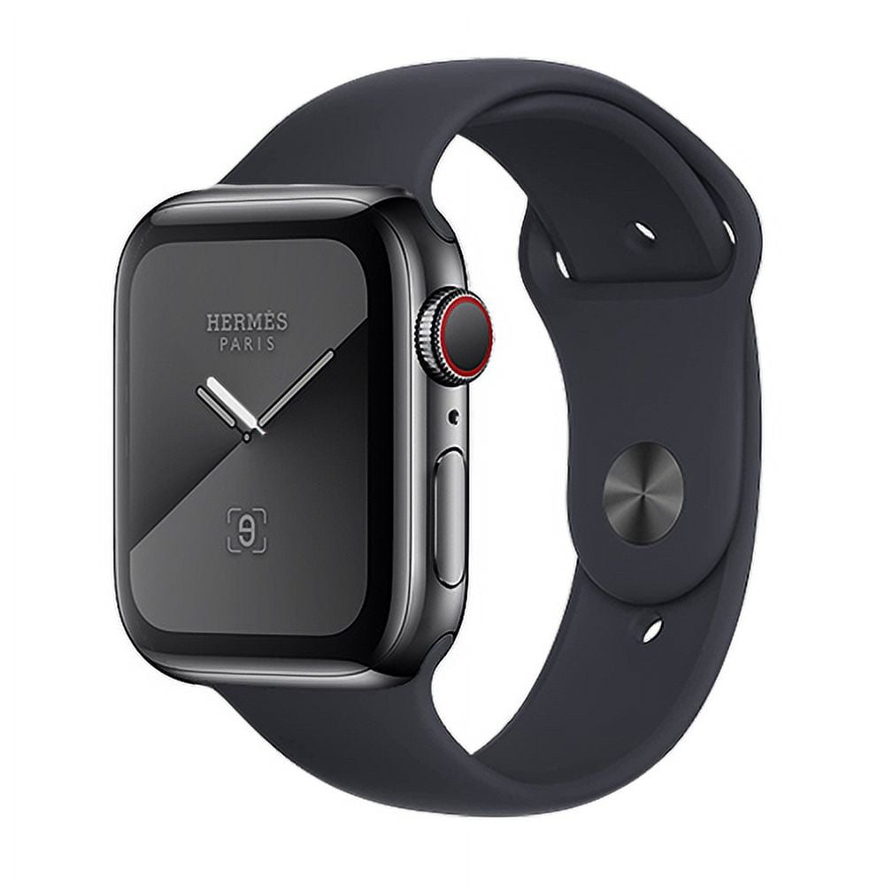 Pre-Owned Apple Watch Series 7 Hermes Edition 45mm GPS + Cellular Unlocked  - Space Black Stainless Steel Case - Black Sport Band (2021) - Like New