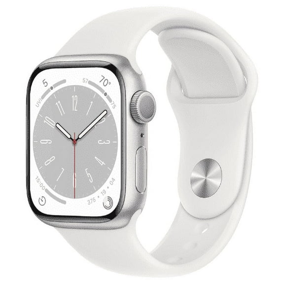Restored Apple Watch Series 8 - 41mm - Silver Aluminum Case - White Sport Band - GPS (Refurbished)