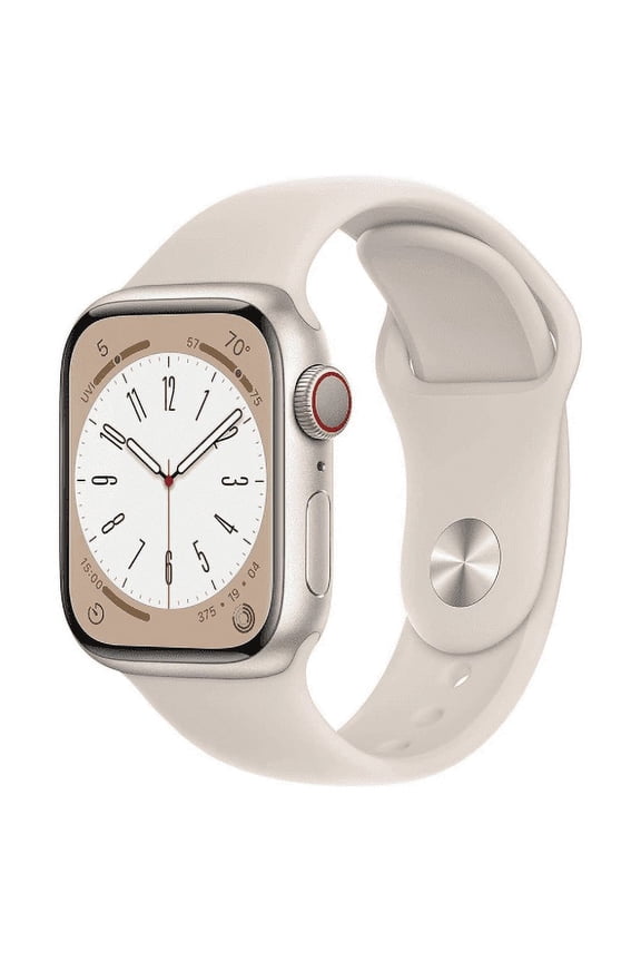Restored Apple Watch Series 8 41 mm Starlight Aluminum Case with Starlight Sport Band, 1 Pack