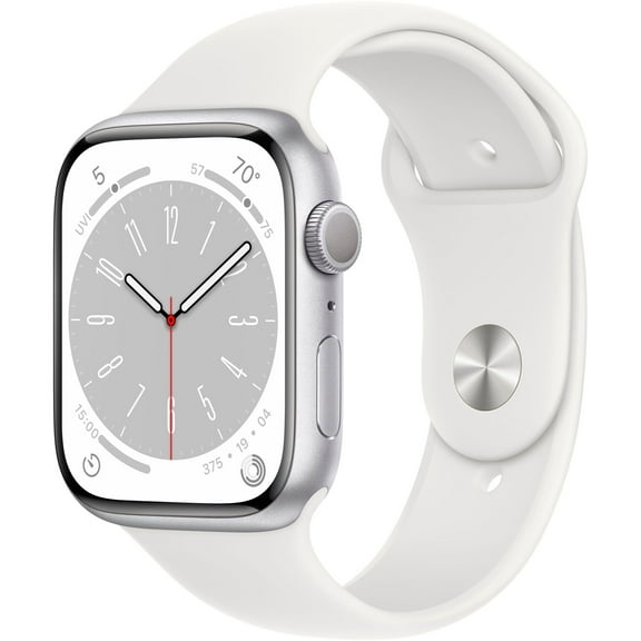Restored Apple Watch Series 8 - 45mm - Silver Aluminum Case - White Sport Band - GPS (Refurbished)