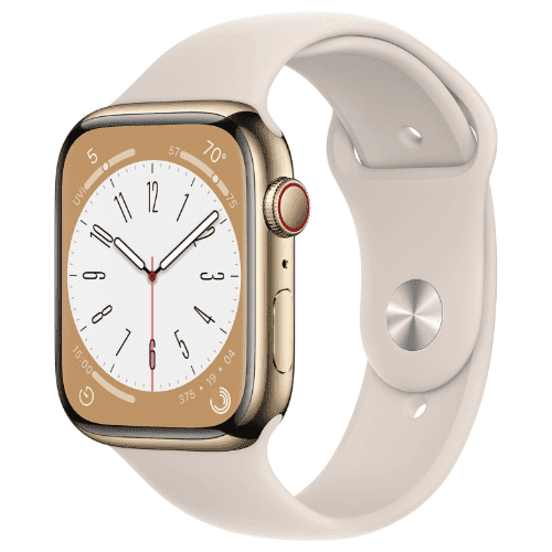 Pre-Owned Apple Watch Series 8 - 45mm - Wi-Fi + Cellular - Stainless Steel Gold with Starlight Band (2022)