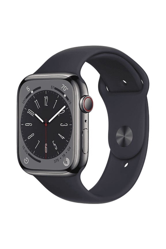 Pre-Owned Apple Watch Series 8 - 45mm - Wi-Fi + Cellular - Stainless Steel Graphite with Midnight Band (2022) - Fair