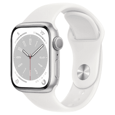 Apple Watch Series 8 (GPS), 41mm Silver Aluminum Case with White Sport Band