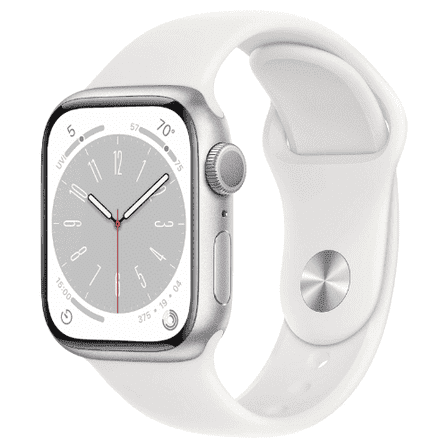Apple Watch Series 8 (GPS), 41mm Silver Aluminum Case with White Sport Band