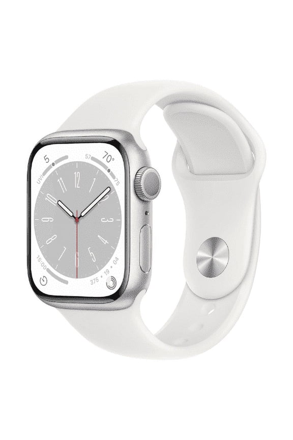 Pre-Owned Apple Watch Series 8 (GPS), 41mm Silver Aluminum Case with White Sport Band