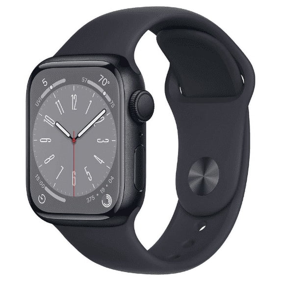 Restored Apple Watch Series 8 GPS 45mm Midnight Aluminum Case with Midnight Sport Band - M/L. Fitness Tracker, Blood Oxygen & ECG Apps, Always-On Retina Display