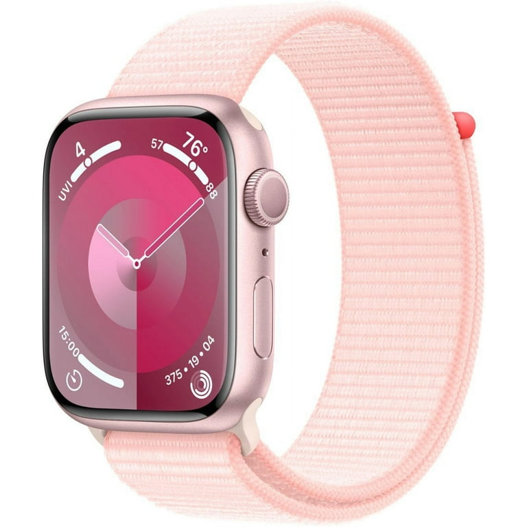 Pre Owned Apple Watch Series 9 41mm GPS Cellular Unlocked Pink Aluminum Case with Light Pink Sport Loop Refurbished Good Walmart