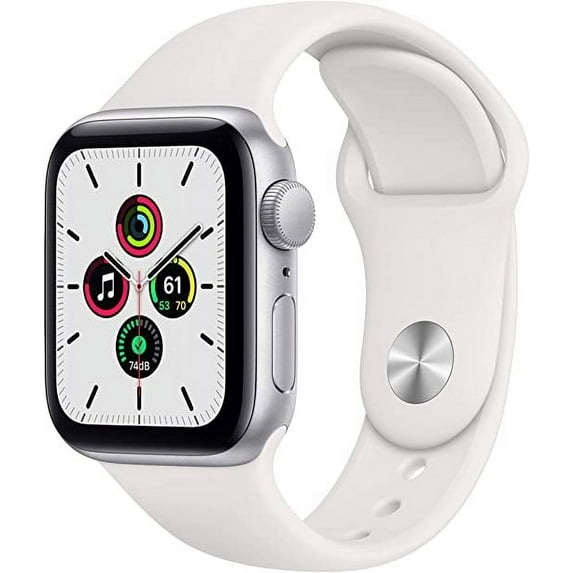 Pre-Owned Used Apple Watch Series SE 44MM Silver - Aluminum Case - GPS + Cellular - White Sport Band
