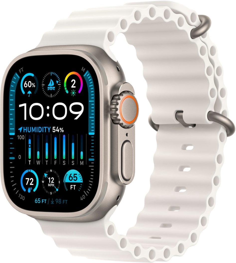 Pre-Owned Apple Watch Ultra 2 - GPS + Cellular - 49mm Titanium Case with White Ocean Band (Good)