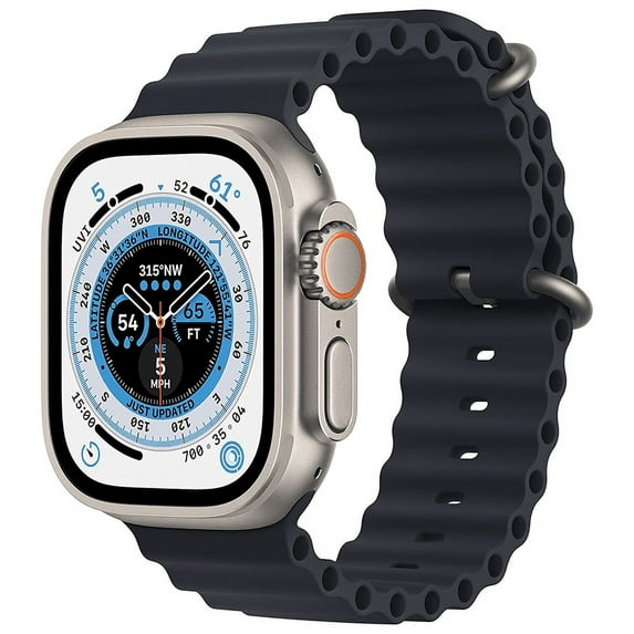 Pre-Owned Apple Watch Ultra 49mm GPS + Cellular Unlocked Titanium Case with Black Ocean Band (2022)