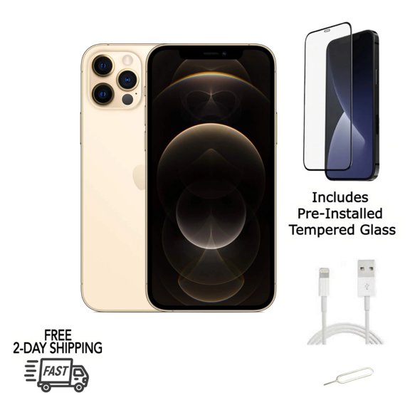Pre-Owned Apple iPhone 12 Pro (Unlocked) 128GB Gold with Pre-Installed Tempered Glass