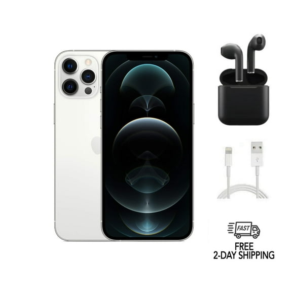 Pre-Owned Apple iPhone 12 Pro (Unlocked) 128GB Silver (A2341) Bundle with Wireless Earbuds