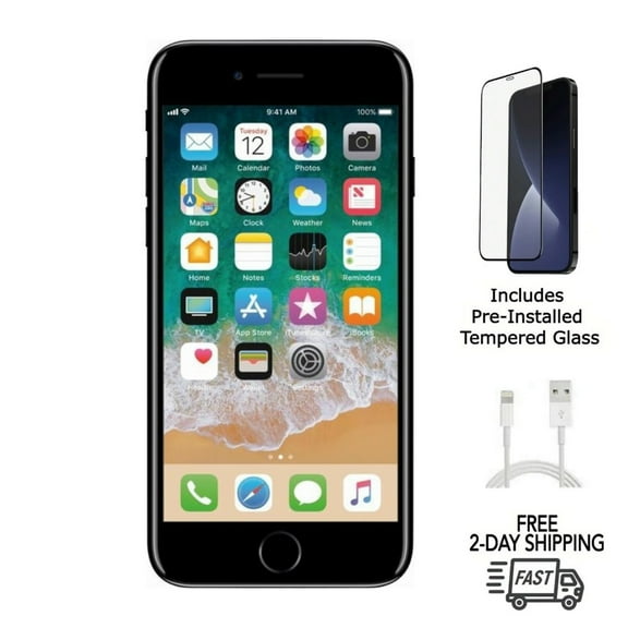 Pre-Owned Apple iPhone 7 A1778 (GSM Unlocked) 128GB Matte Black (Grade C) w/ Pre-Installed Tempered Glass