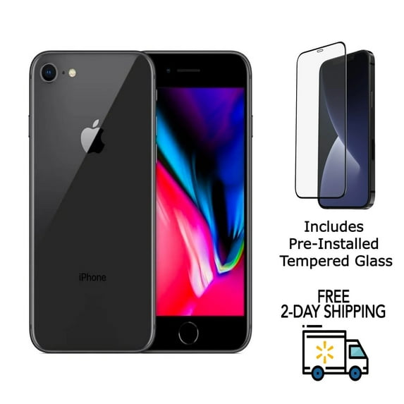 Pre-Owned Apple iPhone 8 A1863 (Fully Unlocked) 128GB Space Gray (Grade C) w/ Pre-Installed Tempered Glass