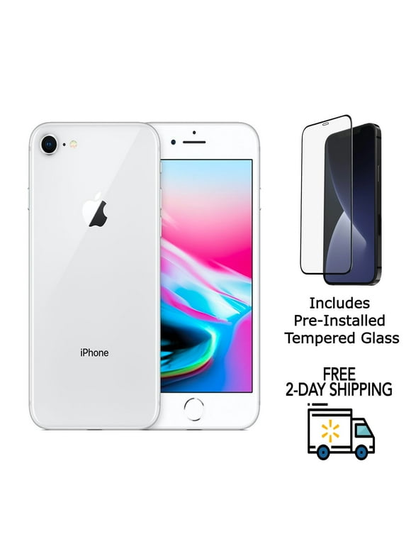 Pre-Owned Apple iPhone 8 A1863 (Fully Unlocked) 64GB Silver (Grade C) w/ Pre-Installed Tempered Glass