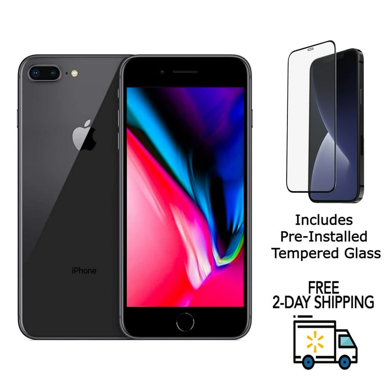 Pre-Owned Apple iPhone 8 Plus A1864 (Fully Unlocked) 64GB Space Gray (Grade  C) w/ Pre-Installed Tempered Glass