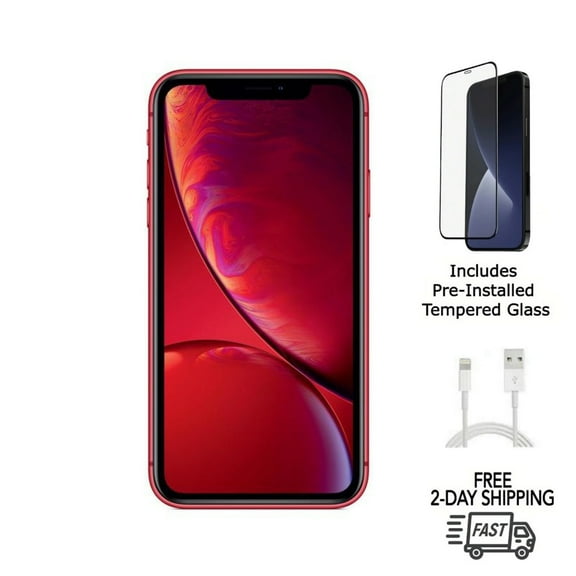 Pre-Owned Apple iPhone XR 64GB (Unlocked) with Pre-Installed Tempered Glass, Red,