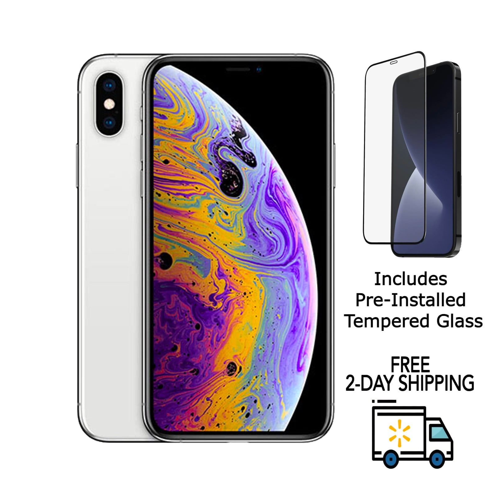 Restored Apple iPhone XS Max (Unlocked) 64GB Silver (A1921) Bundle