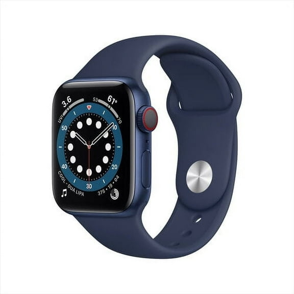 Restored AppleWatch Series 6 (GPS + Cellular, 40mm) - Blue Aluminum Case with Deep Navy Sport Band (Refurbished)