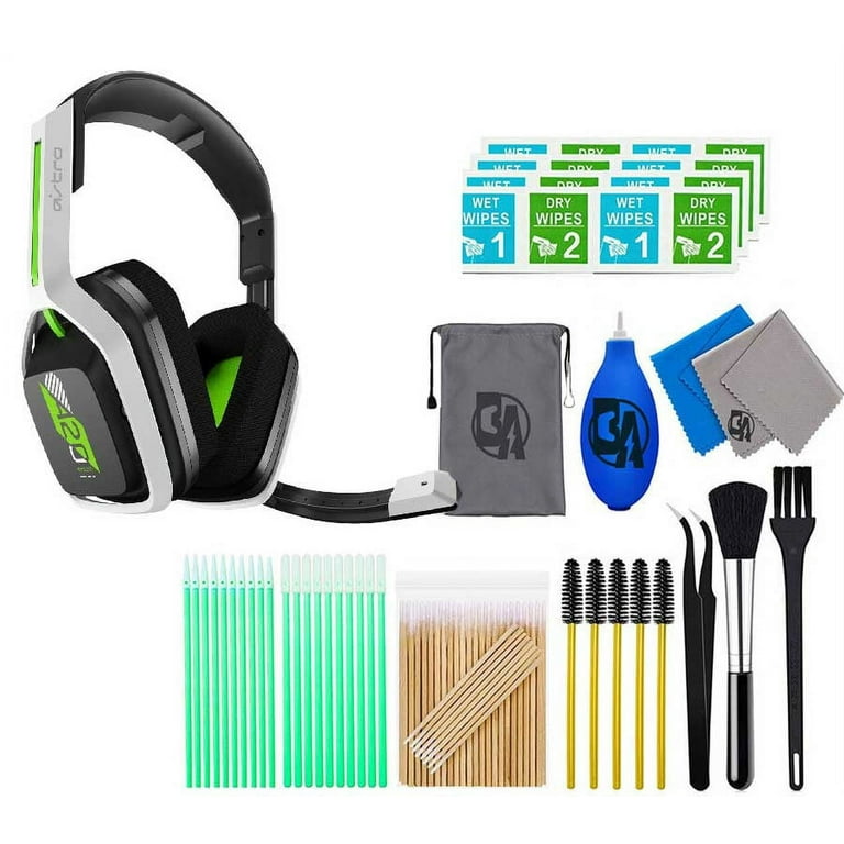 Pre Owned Astro Gaming A20 Gen 2 Wireless Stereo Over the Ear Gaming Headset for Xbox Series X S Xbox One and PC White Green With Cleaning kit
