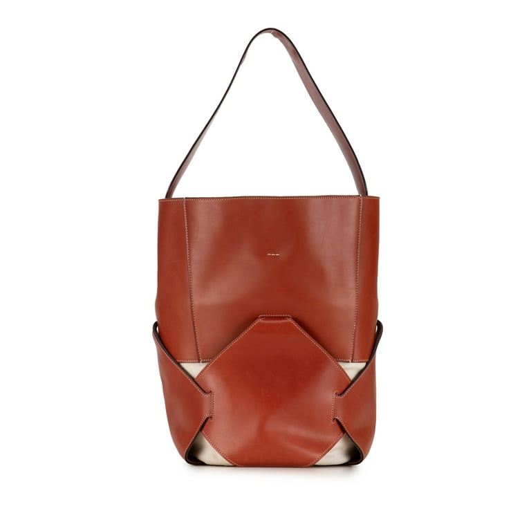 Pre Owned Authenticated Celine Large Holdall Bucket Bag Calf Leather Brown DrawstringBag Unisex Good Walmart