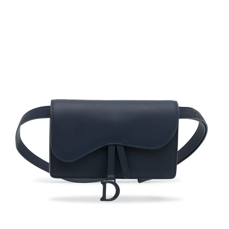 Pre Owned Authenticated Dior Saddle Belt Bag Calf Leather Black