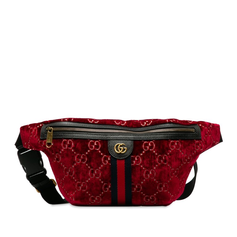 Pre Owned Authenticated Gucci GG Ophidia Belt Bag Velvet Fabric Red Unisex Good Walmart