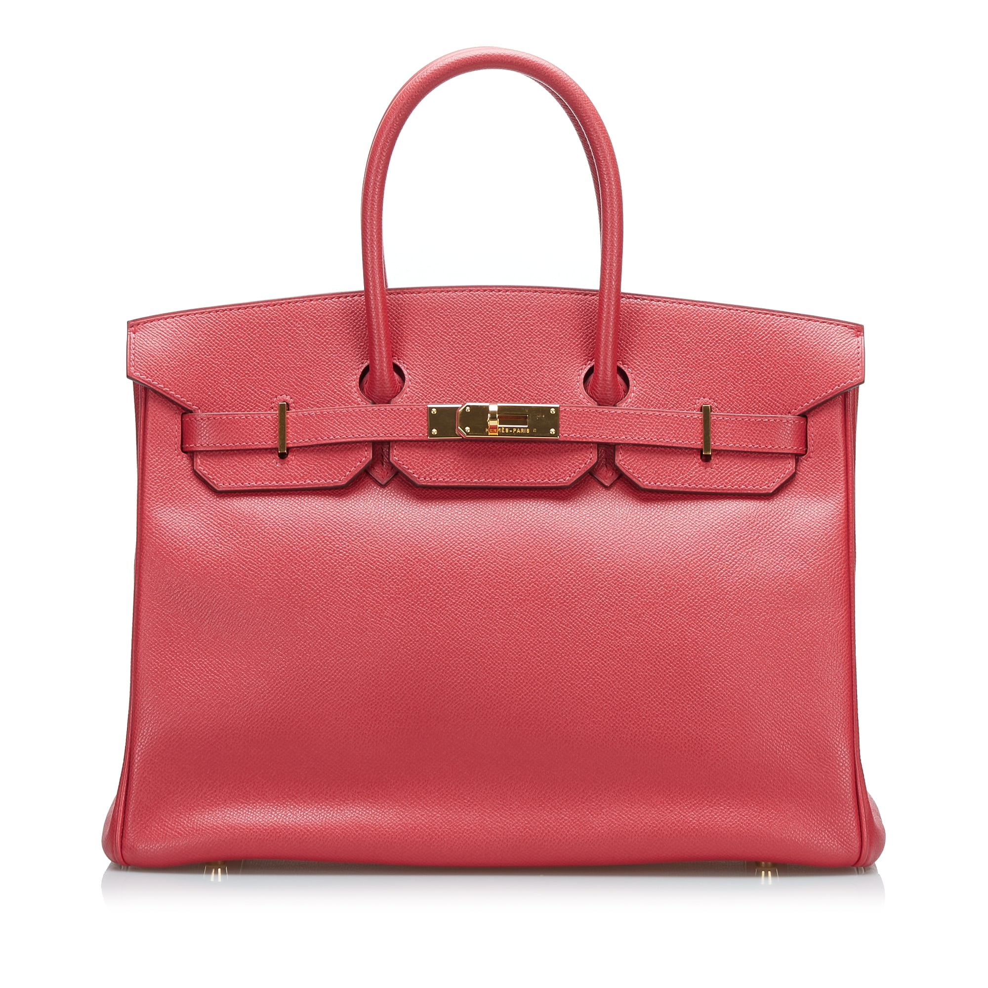 Pre Owned Authenticated Herm s Togo Birkin Retourne 35 Calf Leather Red Handbag Top HandleBag Unisex Good Walmart