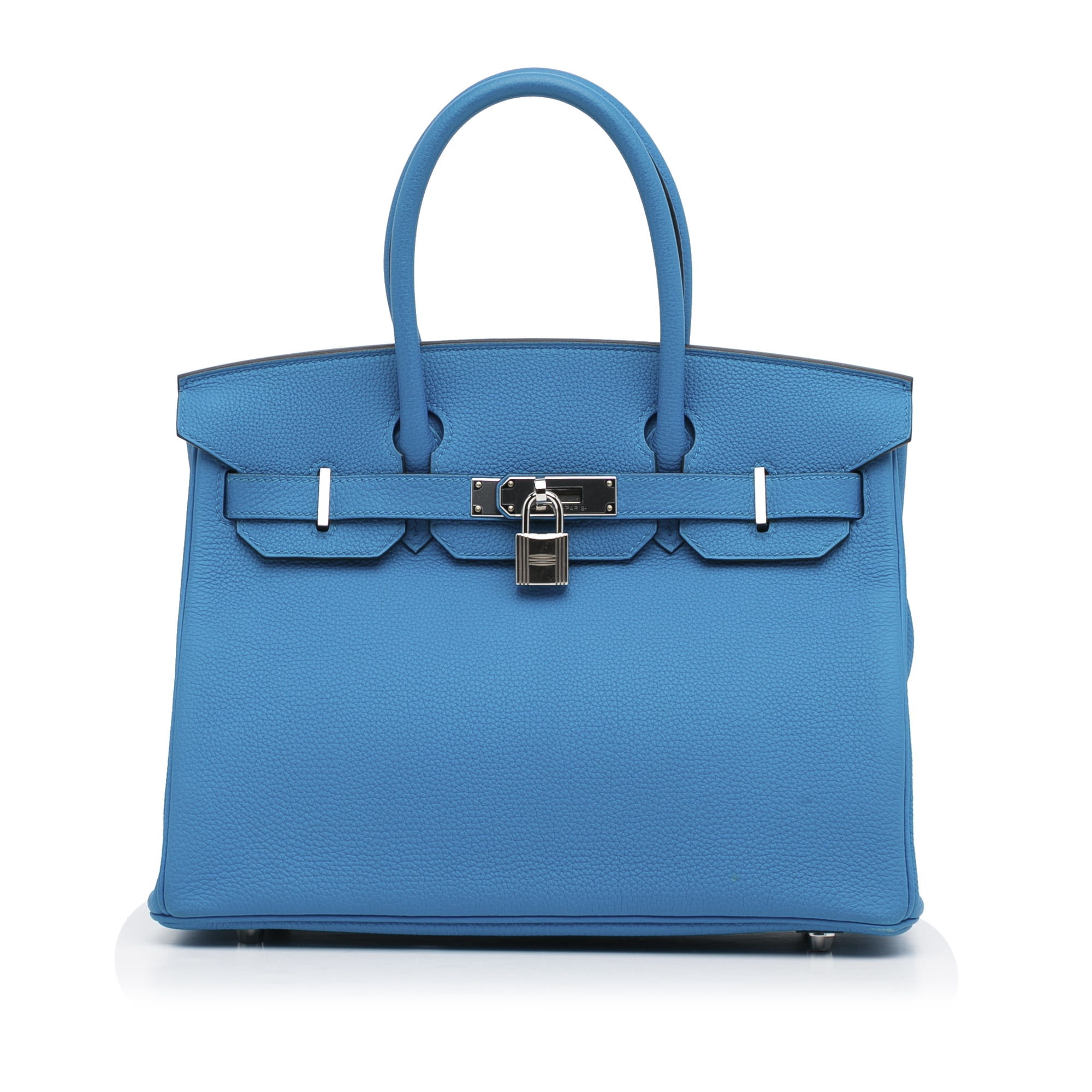 PreOwned Authenticated Hermes Togo Birkin 30 Calf Leather Blue Handbag