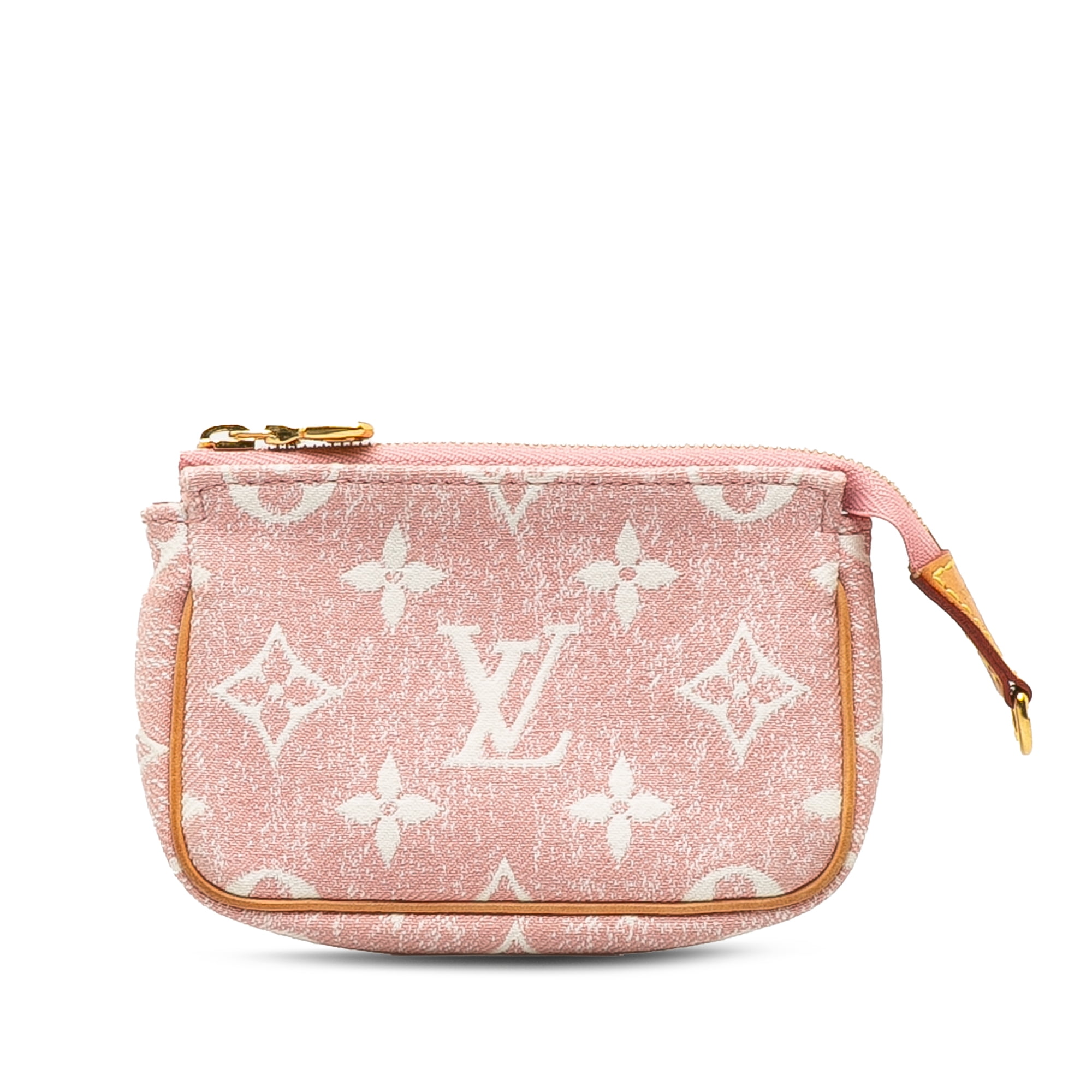 Authenticated Louis Vuitton Micro Monogram Jacquard Pochette Accessoires Denim Fabric Pink Pouch Unisex Good Walmart