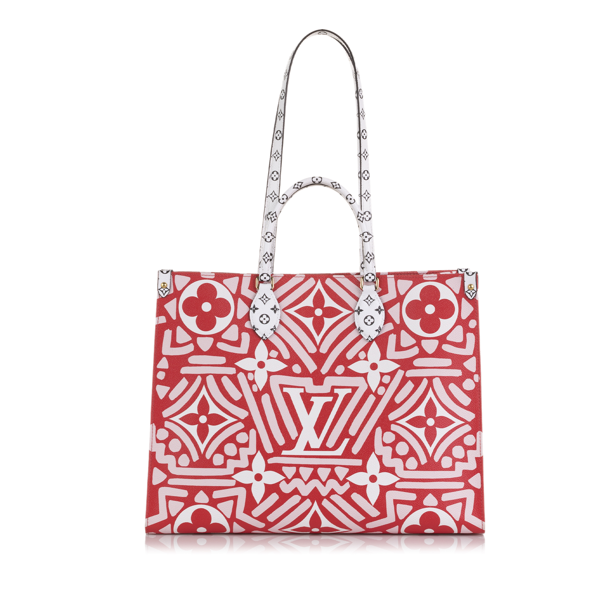 Pre Owned Authenticated Louis Vuitton Monogram Giant Crafty Onthego GM Canvas Red Satchel Unisex Good Walmart